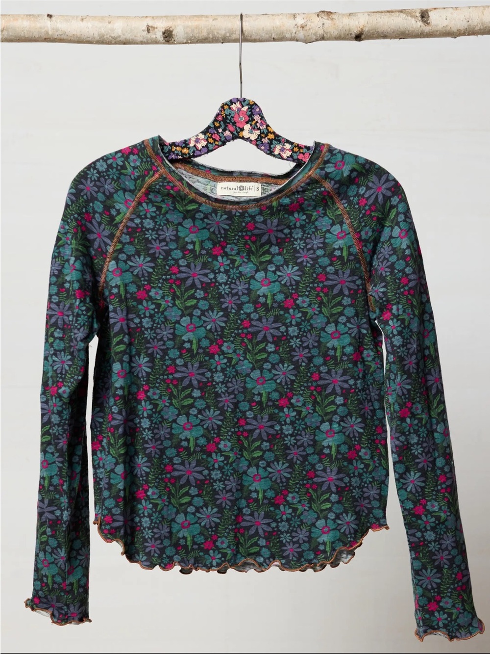 Natural Life Lily Cotton Long Sleeve Tee Daisies Floral Bohemian Print